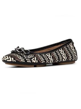 NEW Donald Pliner Womens Size 11 Raya Black Multi Raffia Weave Ballerina Flat